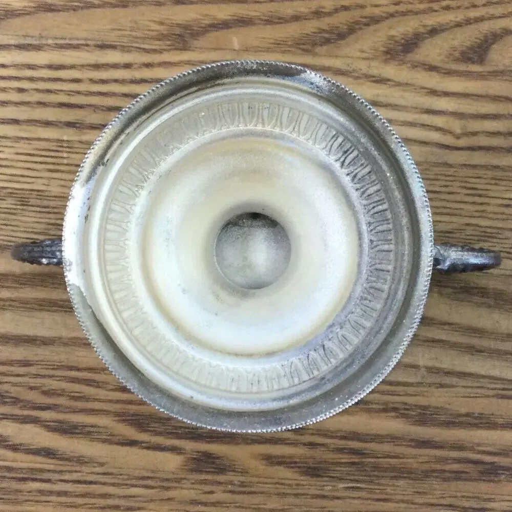 Vintage Bologna Silverplate Sugar Bowl w/ Lid Handles Italy Made Confetti Door